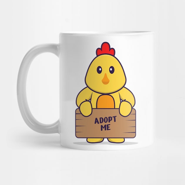 Cute chicken holding a poster Adopt me. by kolega